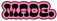 Logo with black text on a pink background